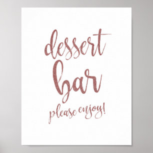 Póster Letrero de Bodas Rose Gold Glitter 8x10 Barra de P