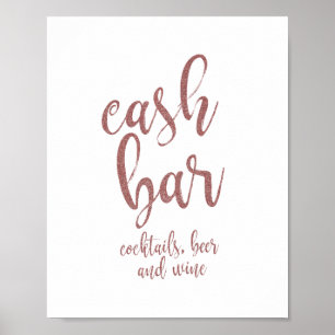 Póster Letrero de Bodas Rose Gold Glitter 8x10 para Barra