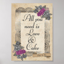 Letrero de Bodas Rústicas Dulces y Torta