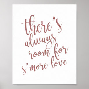 Póster Letrero de Bodas S'more Favor 8x10 Glitter Rosa Do