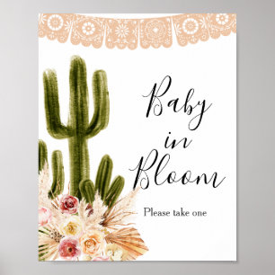 Póster Letrero de Boho Cactus Taco Bout Bebé en Flor