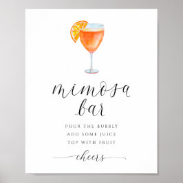 Póster Letrero de Bridal Shower de Mimosa Bar Acuarela