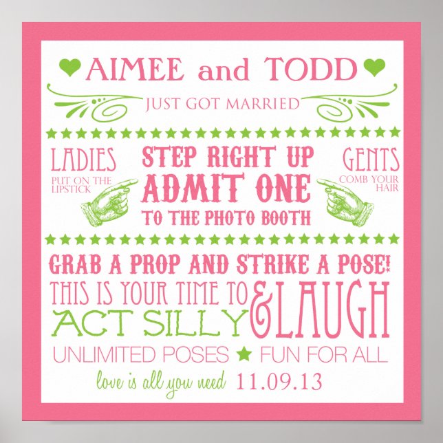 Póster Letrero de cabina de fotos (Frente)