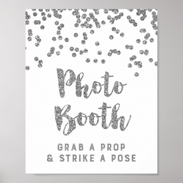 Póster Letrero de cabina de fotos de boda con confeti pla (Frente)