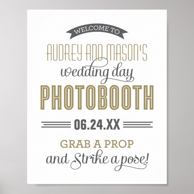 Póster Letrero de cabina de fotos de boda personalizada e (Frente)