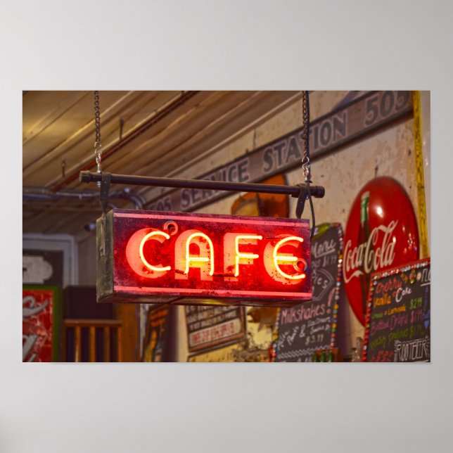 Póster Letrero de Café Neon, Jefferson, Texas (Frente)