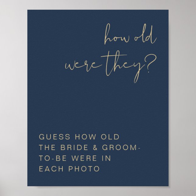 Póster Letrero de CAITLIN Azul Marino y Dorado Cuántos Añ (Frente)