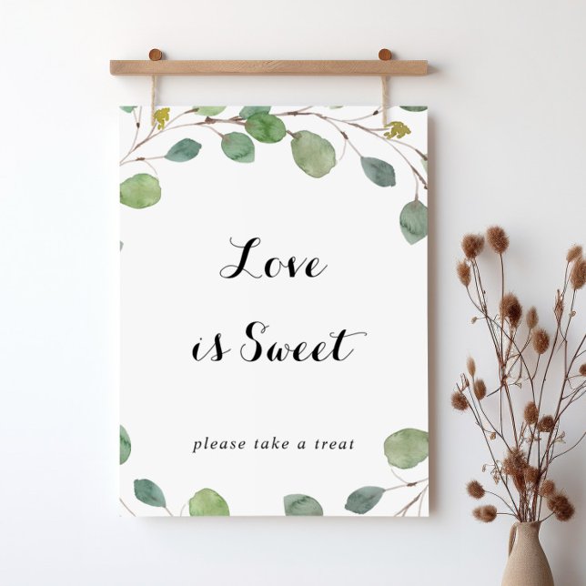 Póster Letrero de Caligrafía de Eucalipto Verde Amor es D (Subido por el creador)