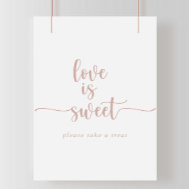 Póster Letrero de Caligrafía en Rosa Dorado Amor es Dulce
