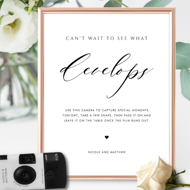 Póster Letrero de cámara desechable para boda con letra e (Subido por el creador)
