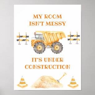 Póster Letrero de Camión de Construcción Amarillo