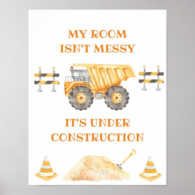 Póster Letrero de Camión de Construcción Amarillo (Frente)