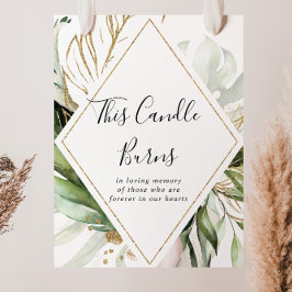 Póster Letrero de Candelabro Geométrico Dorado Tropical