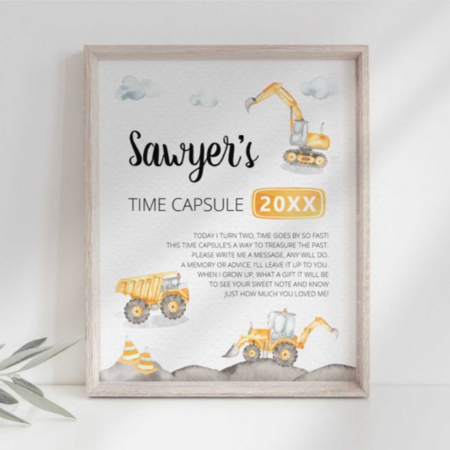 Póster Letrero de cápsula del tiempo de camión de constru (Subido por el creador)