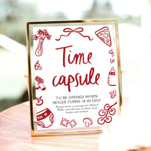 Póster Letrero de Cápsula del Tiempo para Baby Shower Dib