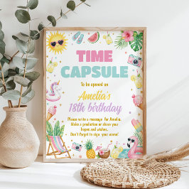 Póster Letrero de Cápsula del Tiempo para Fiesta de Cumpl