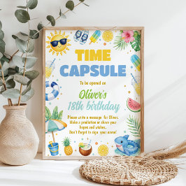 Póster Letrero de Cápsula del Tiempo para Fiesta de Cumpl