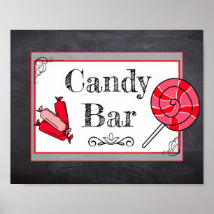 Póster Letrero de cartel de boda de barra de dulces o bab