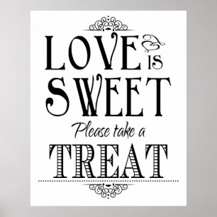 Póster Letrero de cartel de boda El amor es dulce