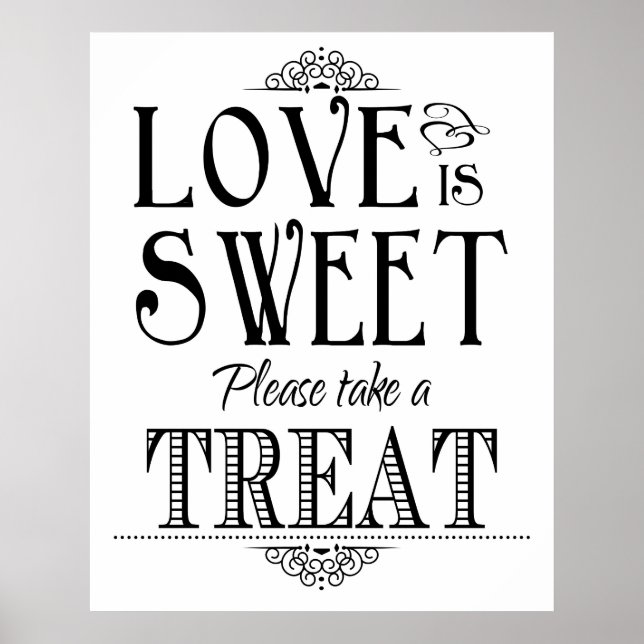 Póster Letrero de cartel de boda El amor es dulce (Frente)