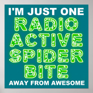 Póster Letrero de cartel de mordedura de araña radiactiva