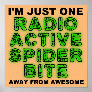 Póster Letrero de cartel de mordedura de araña radiactiva