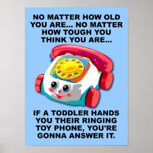 Póster Letrero de cartel divertido de teléfono para niños
