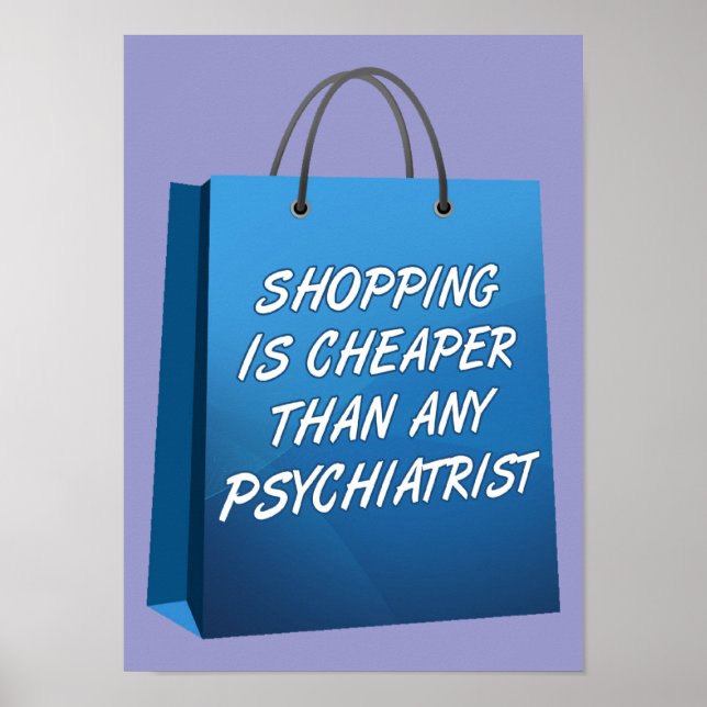Póster Letrero de cartel divertido de terapia de compras (Frente)