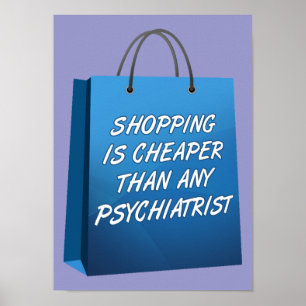 Póster Letrero de cartel divertido de terapia de compras