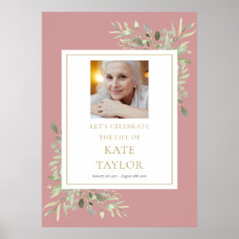 Póster Letrero de Celebración de la Vida con Follaje de R