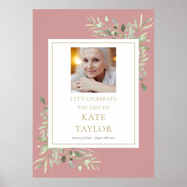 Póster Letrero de Celebración de la Vida con Follaje de R (Frente)