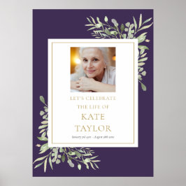 Póster Letrero de Celebración de la Vida con Foto de Verd