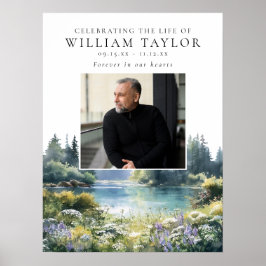 Póster Letrero De Celebración De La Vida Del Lago Floral 