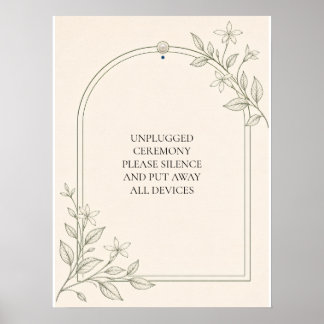 Póster Letrero de Ceremonia de Boda Botánico de Olivo sin