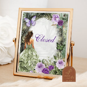 Póster Letrero de Cerrado del Bosque Encantado de Salvia