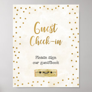 Póster Letrero de check-in de invitados para despedida de