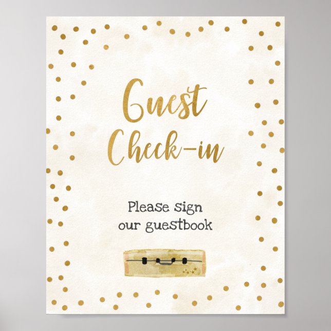 Póster Letrero de check-in de invitados para despedida de (Frente)