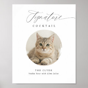 Póster Letrero de Cóctel de Firma Mascota Foto Boda Elega