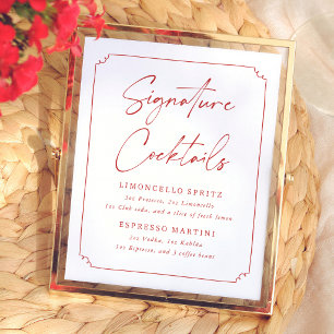 Póster Letrero de cócteles especiales de la despedida de