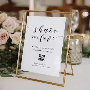 Póster Letrero de código QR de boda moderna comparte el a