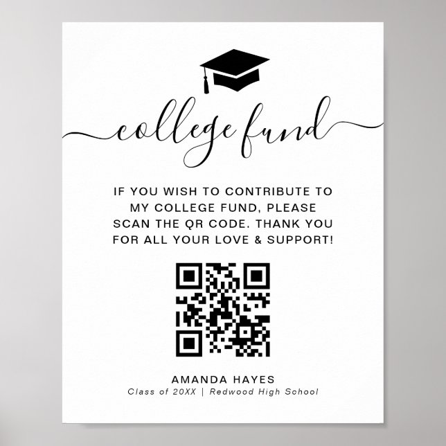 Póster Letrero de código QR de donación para fondo univer (Frente)