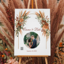 Letrero de código QR de foto de boda personalizada