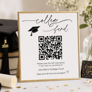 Póster Letrero de código QR del fondo universitario