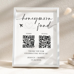 Póster Letrero de Código QR para Fondo de Luna de Miel –