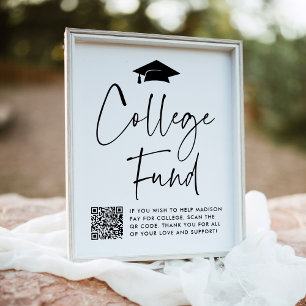 Póster Letrero de código QR para graduación de fondo univ