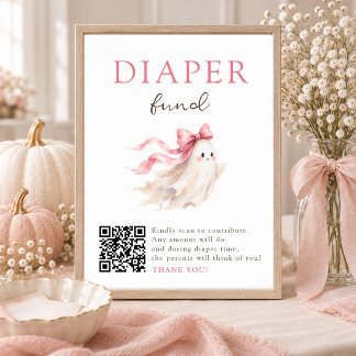 Póster Letrero de código QR para regalo de pañales en bab