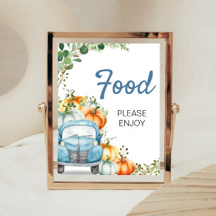 Póster Letrero de Comida de Camioneta Azul Calabacita par