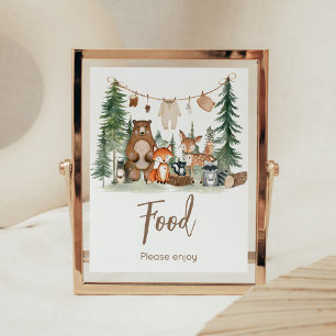 Póster Letrero de comida para baby shower de animales del