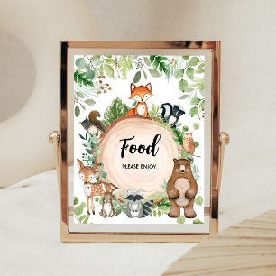 Póster Letrero de comida para baby shower de animales del