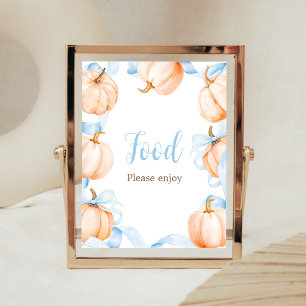 Póster Letrero de comida para baby shower de calabaza con